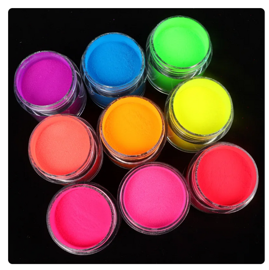 12'li Neon Tırnak Pigmenti Nail Art Neon Toz Seti