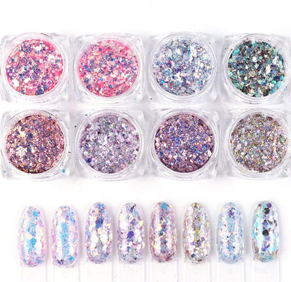 8'li Nail Art Balık Pulu Glitter Set
